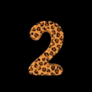 3D Rendering Creative Illustration Leopard Print Furry Number 2 Stock Illustration