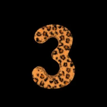 3D Rendering Creative Illustration Leopard Print Furry Number 3 Stock Illustration