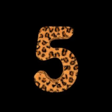 3D Rendering Creative Illustration Leopard Print Furry Number 5 Stock Illustration