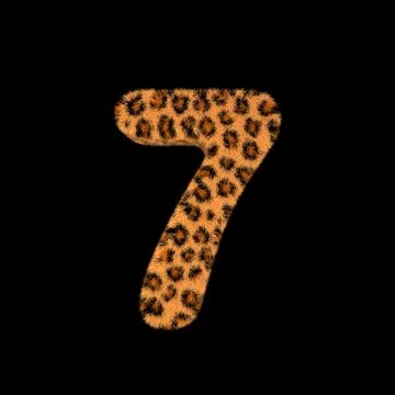3D Rendering Creative Illustration Leopard Print Furry Number 7 Stock Illustration