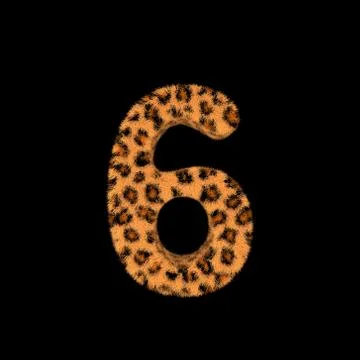 3D Rendering Creative Illustration Leopard Print Furry Number 6 Stock Illustration