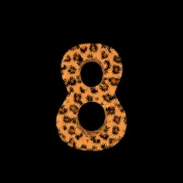 3D Rendering Creative Illustration Leopard Print Furry Number 8 Stock Illustration