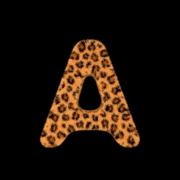 3D Rendering Creative Illustration Leopard Print Furry Letter A Stock Illustration