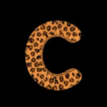 3D Rendering Creative Illustration Leopard Print Furry Letter C Stock Illustration