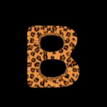 3D Rendering Creative Illustration Leopard Print Furry Letter B Stock Illustration