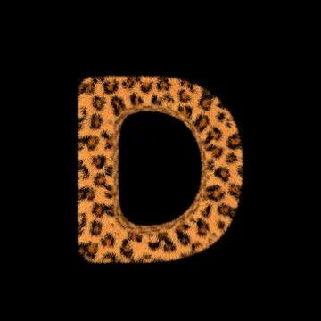 3D Rendering Creative Illustration Leopard Print Furry Letter D Stock Illustration