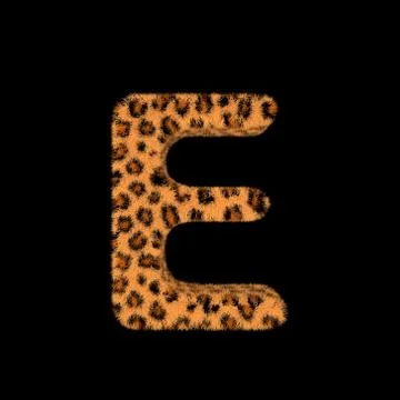 3D Rendering Creative Illustration Leopard Print Furry Letter E Stock Illustration