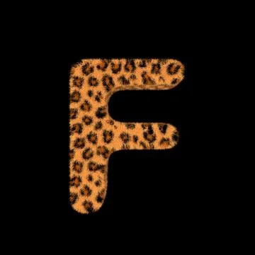3D Rendering Creative Illustration Leopard Print Furry Letter F Stock Illustration