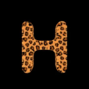 3D Rendering Creative Illustration Leopard Print Furry Letter H Stock Illustration