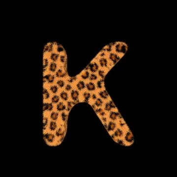 3D Rendering Creative Illustration Leopard Print Furry Letter K Stock Illustration