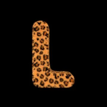 3D Rendering Creative Illustration Leopard Print Furry Letter L Stock Illustration