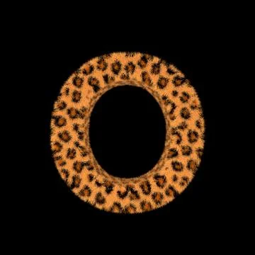 3D Rendering Creative Illustration Leopard Print Furry Letter O Stock Illustration