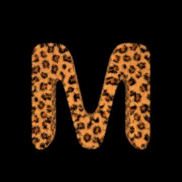 3D Rendering Creative Illustration Leopard Print Furry Letter M Stock Illustration