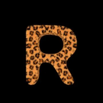 3D Rendering Creative Illustration Leopard Print Furry Letter R Stock Illustration