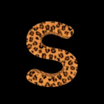 3D Rendering Creative Illustration Leopard Print Furry Letter S Stock Illustration