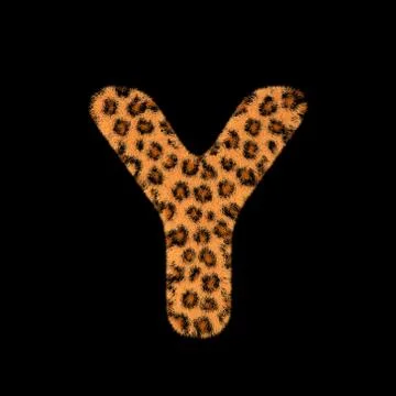 3D Rendering Creative Illustration Leopard Print Furry Letter Y Stock Illustration