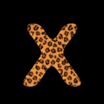3D Rendering Creative Illustration Leopard Print Furry Letter X Stock Illustration