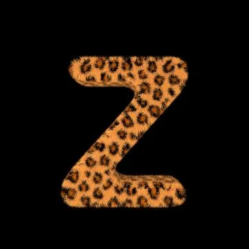 3D Rendering Creative Illustration Leopard Print Furry Letter Z Stock Illustration