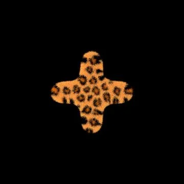 3D Rendering Creative Illustration Leopard Print Furry Symbol Plus Stock Illustration