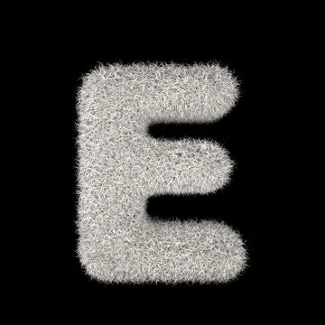 3D Rendering Creative Illustration White Furry Letter E Stock Illustration