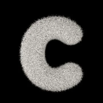 3D Rendering Creative Illustration White Furry Letter C Stock Illustration