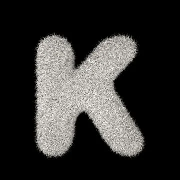 3D Rendering Creative Illustration White Furry Letter K Stock Illustration