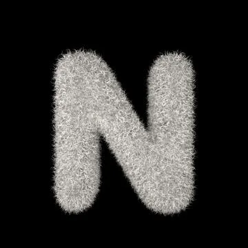 3D Rendering Creative Illustration White Furry Letter N Stock Illustration