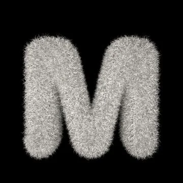3D Rendering Creative Illustration White Furry Letter M Stock Illustration