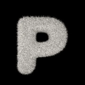 3D Rendering Creative Illustration White Furry Letter P Stock Illustration