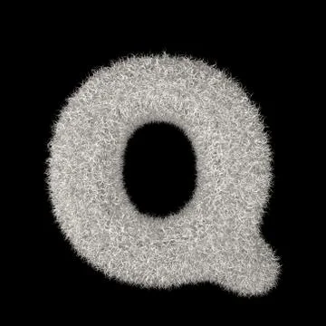 3D Rendering Creative Illustration White Furry Letter Q Stock Illustration