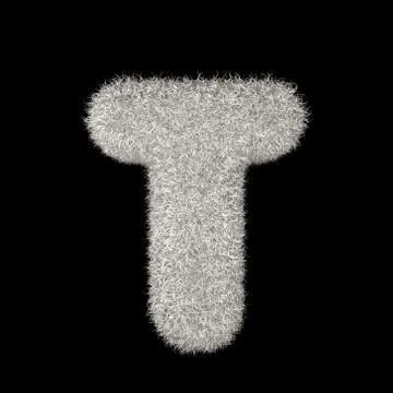 3D Rendering Creative Illustration White Furry Letter T Stock Illustration