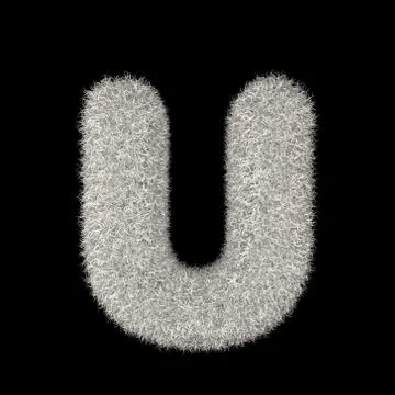 3D Rendering Creative Illustration White Furry Letter U Stock Illustration