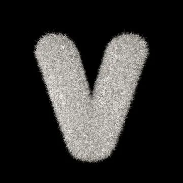 3D Rendering Creative Illustration White Furry Letter V Stock Illustration