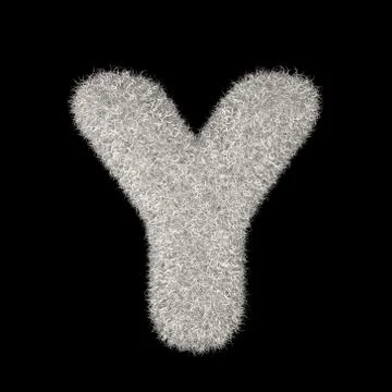 3D Rendering Creative Illustration White Furry Letter Y Stock Illustration