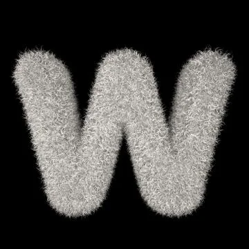3D Rendering Creative Illustration White Furry Letter W Stock Illustration
