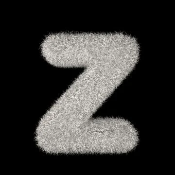 3D Rendering Creative Illustration White Furry Letter Z Stock Illustration