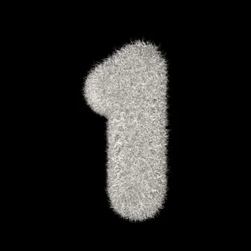 3D Rendering Creative Illustration White Furry Number 1 Stock Illustration