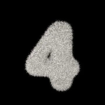 3D Rendering Creative Illustration White Furry Number 4 Stock Illustration