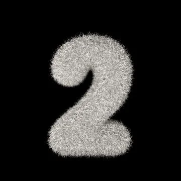 3D Rendering Creative Illustration White Furry Number 2 Stock Illustration