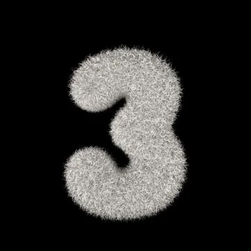 3D Rendering Creative Illustration White Furry Number 3 Stock Illustration