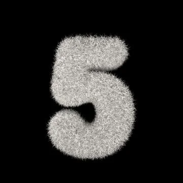 3D Rendering Creative Illustration White Furry Number 5 Stock Illustration