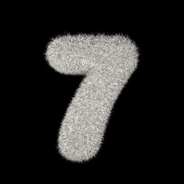 3D Rendering Creative Illustration White Furry Number 7 Stock Illustration