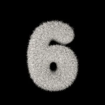 3D Rendering Creative Illustration White Furry Number 6 Stock Illustration