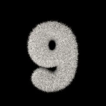 3D Rendering Creative Illustration White Furry Number 9 Stock Illustration