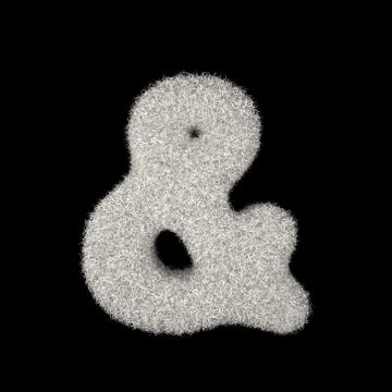 3D Rendering Creative Illustration White Furry Symbol Ampersand Stock Illustration