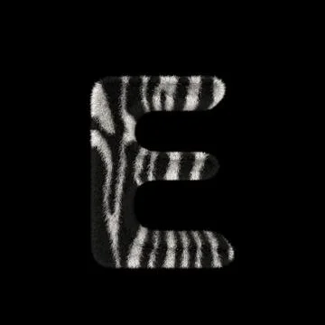 3D Rendering Creative Illustration Zebra Print Furry Letter E Stock Illustration
