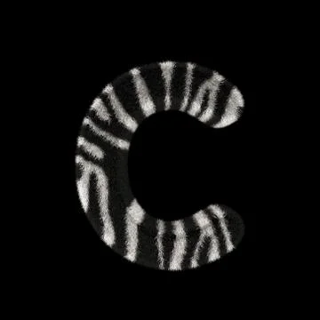 3D Rendering Creative Illustration Zebra Print Furry Letter C Stock Illustration