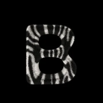 3D Rendering Creative Illustration Zebra Print Furry Letter B Stock Illustration