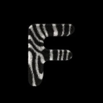 3D Rendering Creative Illustration Zebra Print Furry Letter F Stock Illustration