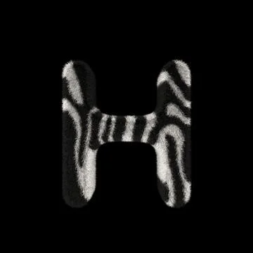 3D Rendering Creative Illustration Zebra Print Furry Letter H Stock Illustration